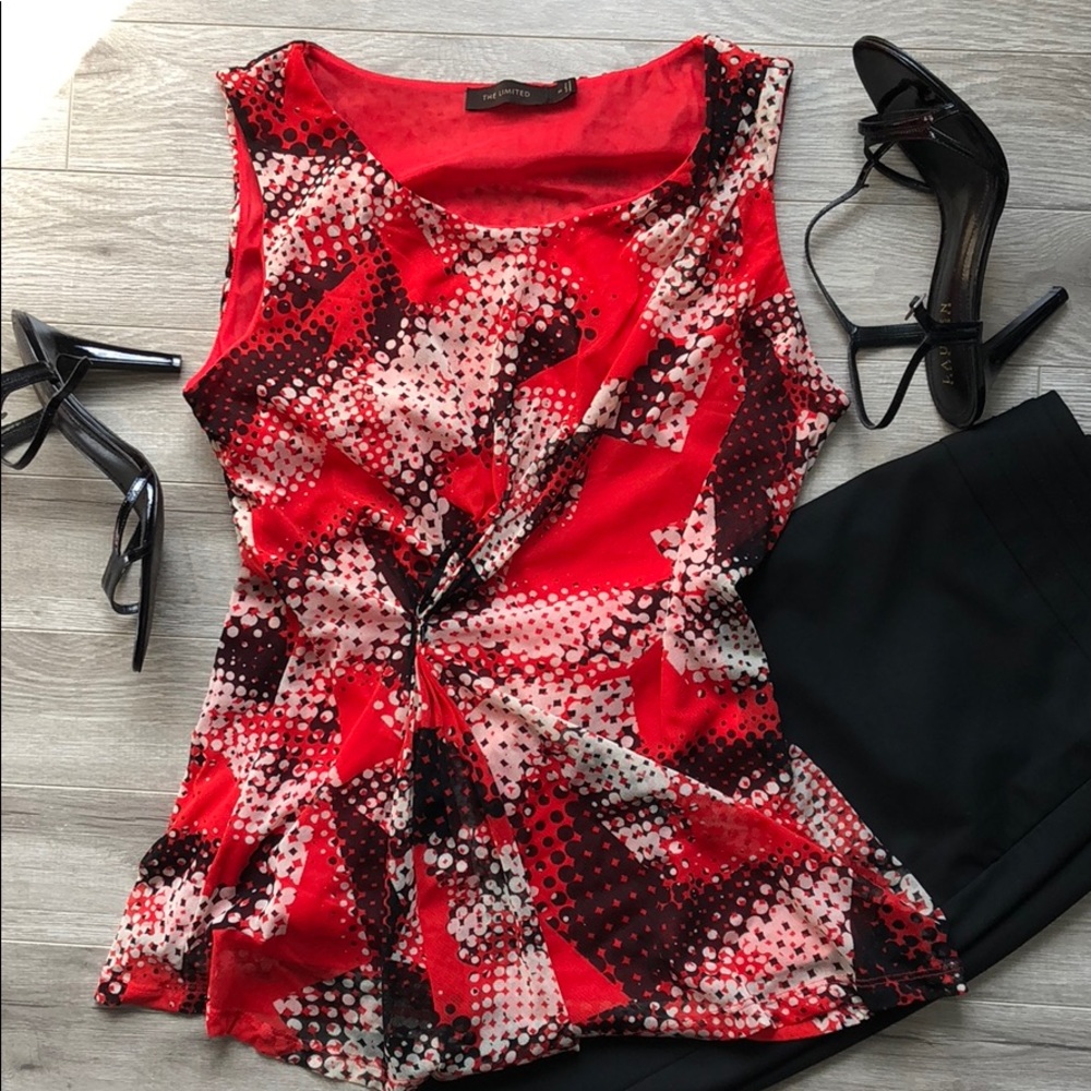 The Limited Mesh Gathered Waist Blouse Top M